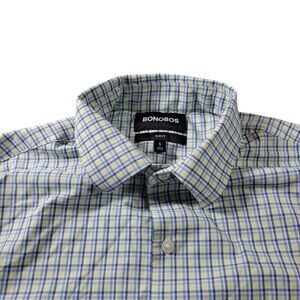Bonobos Shirt Mens Small Blue Yellow Slim Fit Long Sleeve Button Up Plaid
